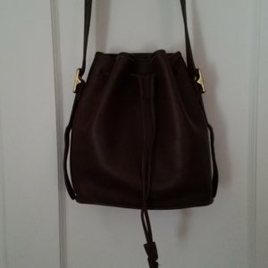 Coach Drawstring Leather Shoulder Bucket Bag